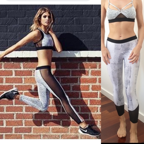 Blue Life fit white python snake mesh yoga pants xs - Picture 1 of 5